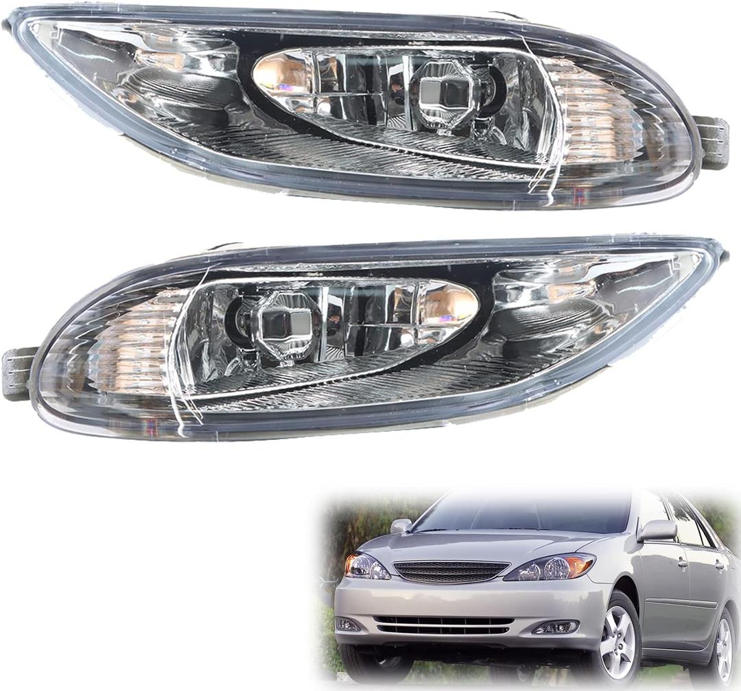 2-Pack Fog Light Assembly Replacement for 2002-2004 Camry, 2005-2008 Corolla, 2002-2003 Solara Fog Lamp Clear Lens with Wiring and Switch Kit