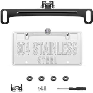 Pixelman Universal Car Rear View Camera License Plate Bracket, Upgraded Full Stainless Steel Backup Camera Mount, Dash Cam Mirror Accessory, Only Installation Holder