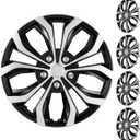 15 Inch Universal Hubcaps, Silver & Black Snap-On Wheel Covers, Compatible with Most Standard Steel Wheels, Cars Sedans & SUV, Set of 4 (Silver and Black)