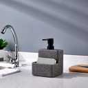 zccz Soap Dispenser with Sponge Holder, Liquid Hand and Dish Soap Dispenser Pump Bottle and Sponge Holder 2 in 1 for Kitchen Sink Bathroom Counter Storage and Organization Black Marble Look
