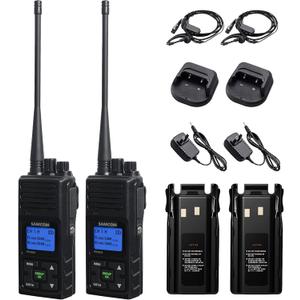 SAMCOM Long Range Radio Walkie Talkies for Adults, FPCN30A Two Way Radio Rechargeable, 5 Watt High Power 2-Way Radio, Handheld UHF Radios with Earpiece (Black 2 Pcs)