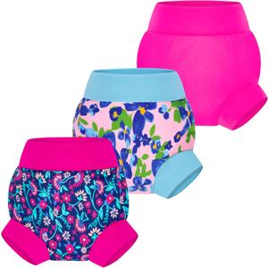 BIG ELEPHANT Baby Swim Diapers 3pcs, Reusable Adjustable Washable Waterproof Swimming Diaper for Boy's and Girl's M 2T