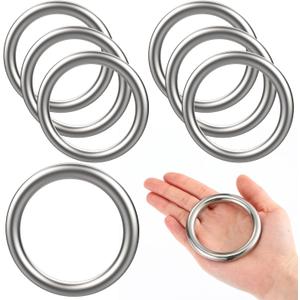 Hotop Metal O Ring Seamless 304 Stainless Steel Rings Welded Multi-Purpose Smooth Round Ring for Hanging Flower Basket Crafts(6 Pcs,2.6inch)