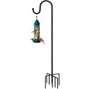 Shepherds Hooks for Outdoor with 7 Base Prongs, 72 Inches Heavy Duty Garden Bird Feeder Pole for Hanging Lantern, Plant Baskets, Solar Light Lanterns, Outdoor Plant Hanger Hook, Pack of 1
