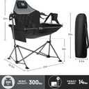TIMBER RIDGE Hammock Camping Chair with Adjustable Backrest, Heavy Duty Folding Hammock Chair Supports 300lbs, Portable Hammock Chair for Camping, Travelling and Patio, Black