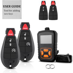 DIY Key Fob OBD Tool Fits for Dodge Ram 1500 2500 3500 2013-2017 | Easily pair car keys with this DIY kit. OBD tool & manual included, retains all original button functions and cuts costs.
