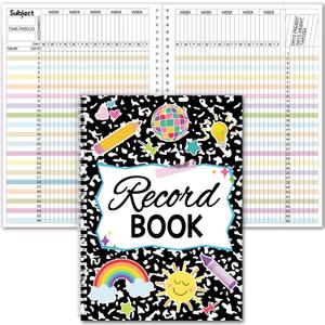Fuyoooo Teacher Record Book Teacher Grade Books 2025-2026 Spiral Bound Record Class Grade Book Office Favors Gift for Classroom Attendance Supplies Decoration Double Sided(Black Dots)