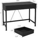 CAIYUN Small Computer Desk with Drawers, 39.4 Inch Home Office Desks with Storage, Simple Modern Kids Desk, Vanity Desk for Bedroom, Work Study Writing Desk Table for Small Spaces (Black, Wooden)