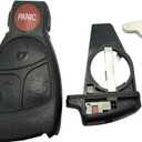 Key Fob Case Shell Fit For Mercedes Benz Keyless Entry Smart Remote Control Car Key Fob Cover Replacement Casing with Uncut Blade Blank (Black)