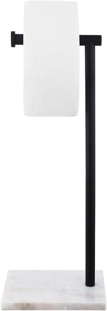 KES Black Toilet Paper Holder Stand Bathroom Tissue Roll Holder with Marble Base Freestanding SUS304 Stainless Steel Matte Black Finish, BPH285S1-BK