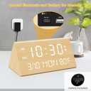 Kogonee Wooden Digital Alarm Clock, 0-100% Dimmer, 2 Alarm Settings, Weekday/Everyday Mode, 9 Mins Snooze, 12/24H, Temperature and Date Display for Office, Travel, Bedroom Alarm Clock (Bamboo), Small