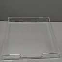 KOTEMON Acrylic Serving Tray with Handles-12x12x2.36Inch-Decorative Tray Letter Tray Organizer for Ottoman Coffee Table Countertop, Clear