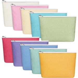 Reginary 10 Pcs Canvas Makeup Bags Bulk for Women Cosmetics Toiletry Bags Blank DIY Pencil Pouch, Gift for Wedding Bridal Shower Mental Health Mother's Day Graduation Nurse Week(Bright Color)