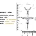 HELLOICE Crucifix Cross Necklace 18K Gold Plated Cross Pendant with 3mm 22" Rope Chain for Men Women