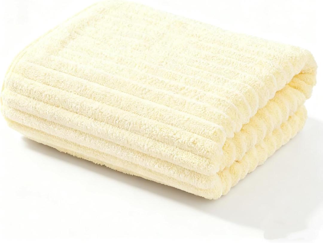 Super Size Thick Coral Fleece Bath Towel 35 * 70inches, Ultra Soft & Highly Absorbent Quick-Dry Bath Sheet, Plush Microfiber Towel for Adults, Women, Men, Spa, Beach and Gift Ideas (Ivory)