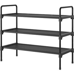 Shoe Rack for Closet, Sturdy Shoe Shelf for Entryway, Space-Saving Shoes Organizer and Storage, 27.6" x 11.8" x 22.6", Black