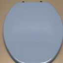 Blue Elongated Toilet Seat Natural Wood Toilet Seat with Zinc Alloy Hinges, Easy to Install also Easy to Clean, Scratch Resistant Toilet Seat by Angol Shiold (Elongated, Blue)