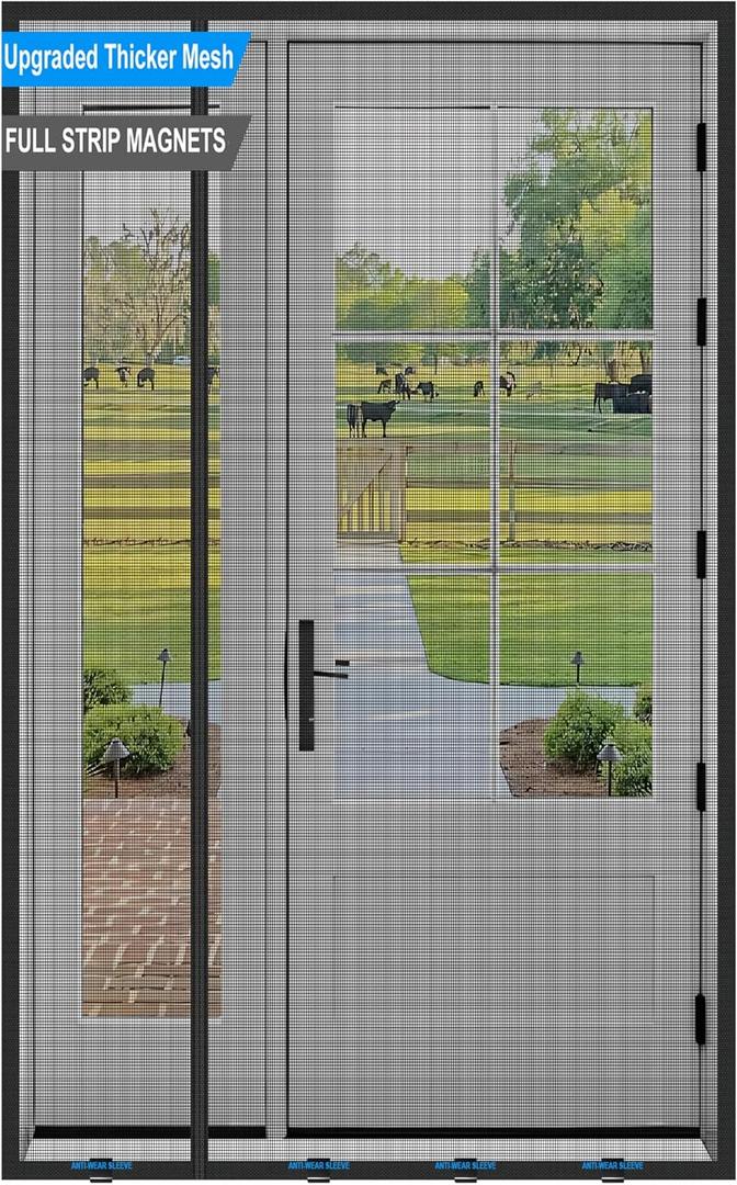 LIAMST Magnetic Screen Door 36x 82 in, Thicker 265g/ Mesh, Reversible Left Right Side Opening Wide Magnetic Screen Door, Upgraded-Model Full Strip Magnets for Sliding & French Doors (Black)