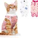 Coppthinktu 2 PCS Cat Recovery Suit for Spay Abdominal Wounds Cat Onesie for Cats After Surgery Recovery Suit Female Breathable E-Collar Alternative Kitten Onesie Anti Licking Small