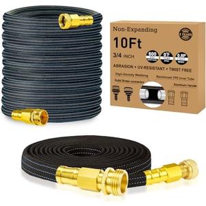 10FT Lightweight Garden Hose,Flexible Water Hose with Solid Brass Head,Kink-Free,Collapsible Hose,High Pressure Flat Water Hose for RV,Boat,Car Wash,Garden,Yard,Camper,Outdoor (BlueBlack, 10 feet)