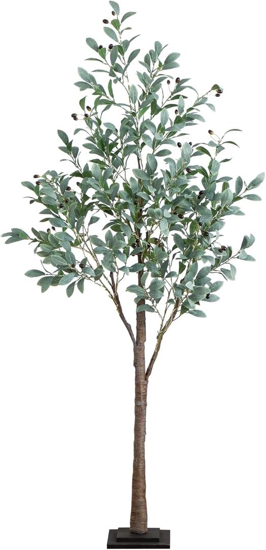 Nearly Natural 6-FT Artificial Fruiting Olive Tree with 280 Warm White LED Lights, Faux Olive Tree Indoor Home Dcor, Pre-lit with Lifelike Fruits and Sturdy Base Stand