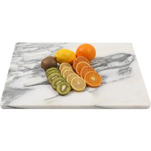 Marble Stone Cutting Board For Kitchen, 20x16 Inch White Lnk Large Marble Pastry Board With Non-Slip Feet For Baking, Cheese, Charcuterie, Chocolate