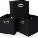 Black Fabric Cubby Storage Bins13x13x13 Inches Cube Organizer Bin Foldable Storage Boxes with Dual Handles Fabric Organizer Box and collapsible Storage basketSet of 3 Black