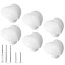 Qjaiune 6pcs Ceramic Cabinet Drawer Knobs, White Heart Shaped Dresser Knobs, Cute Vanity Pull Handles for Kids, Girls, Children's Bedroom
