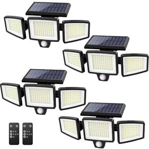Tuffenough Solar Outdoor Lights 2500LM 210 LED Security Lights with Remote Control,3 Heads Motion Sensor Lights, IP65 Waterproof,270° Wide Angle Flood Wall Lights with 3 Modes(3Pack)