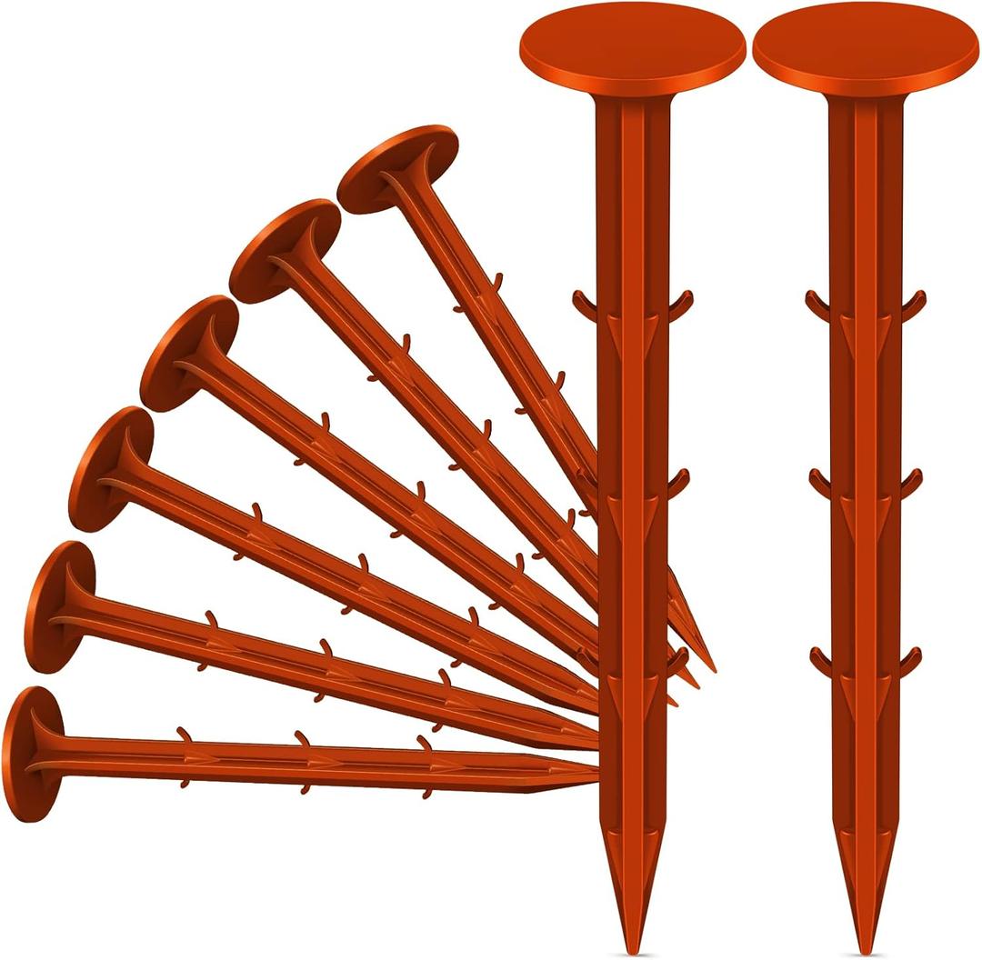 8 Pcs Garden Stakes Survey Markers Low Profile Survey Stakes Plastic Property Line Markers Anchors Spikes 6.3 Inch for Paver Landscape Fabric Lawn Edging Tarps Weed Barriers (Orange)