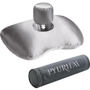 Piercing Pillow - Ear Piercing Pillow With Foam Plug, Adjust Shredded Memory Foam Picrcing Pillow For Side Sleepers, Donut Pillow For Ear With 4x4'' Hole, Ergonomic Curved Design, Silver Grey