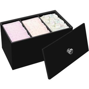 Tampon Box for Bathroom, Tampons and Pads Storage Holder, Women Period Organizer Container, Black