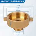 Brass Fire Hydrant Adapter, 1-1/2" NST (NH) Female x 3/4" GHT Male With Pin Lug, Hose Fitting Connector for Hydrants, Hoses, Pipes