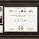 VIOLABBEY Black Diploma Frame with Tassel Holder for 8.5x11 Certificates Document and 4x6 Graduation Pictures, College Degree Frame for Wall Mounted (Black Gold Double Mat)