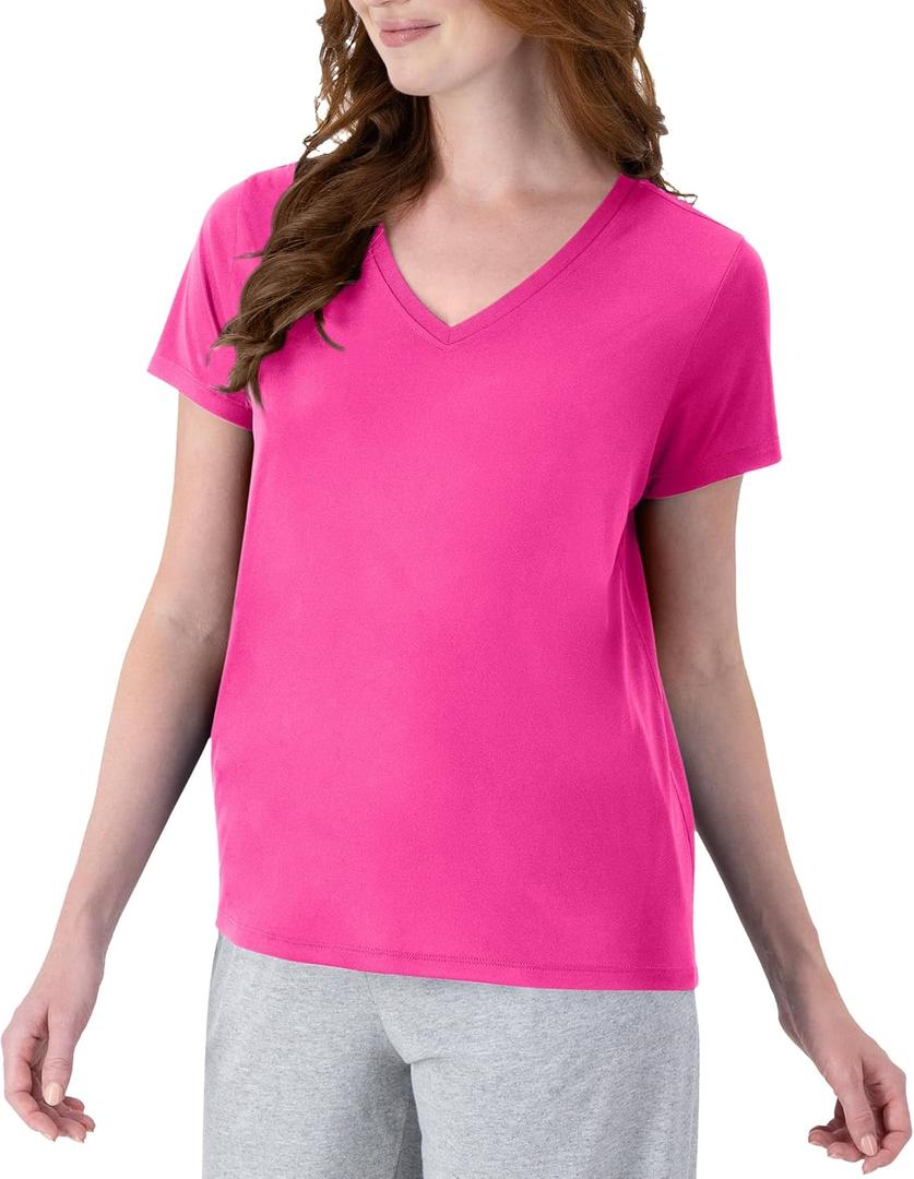 Hanes Womens Cool Dri Performance V-Neck T-Shirt, Moisture-Wicking Short Sleeve Tee, 40+ UPF Protection, 1 Or 5 Pack (Pink, M)