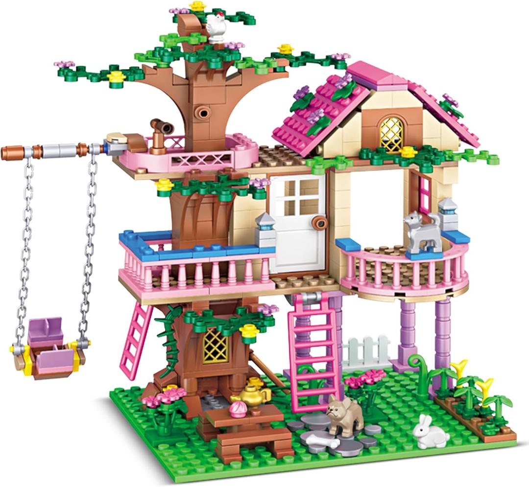 HSANHE Tree House Building Set Compatible with Friends, 504 PCS Forest House Building Kit Birthday Gift for Kids Girls Boys Age 612 Years（7652）