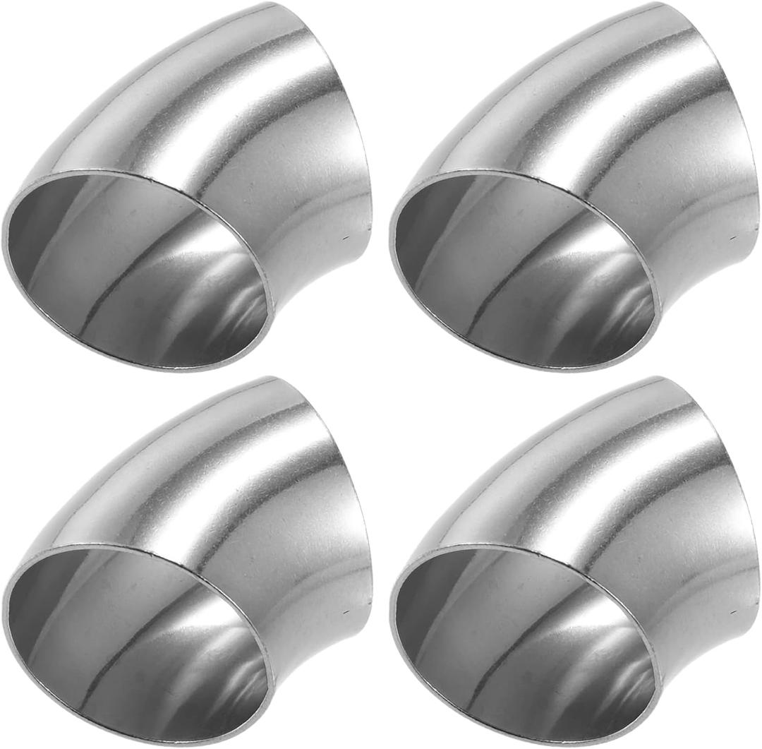 X AUTOHAUX 4 Pcs OD 2.5 Inch 45 Degree SS304 Stainless Steel Bend Tube Exhaust Elbow Pipe for Car Modified Exhaust System 2.5" Piping Silver Tone