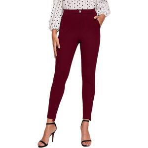 SweatyRocks Women's Casual Skinny Leggings Stretchy High Waisted Work Pants (X-Large, Maroon)