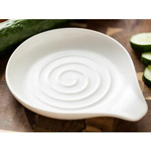 Spoon Rest, 5 inch Large Spoon Holder for Stove Top Ceramic Spoon Rest for Kitchen Countertop, Heat-Resistant Cooking Utensil Holder for Spatula, Tongs, Framhouse Decor for Mother's Day, White