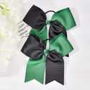 DEEKA 12PCS 8" Two Toned Large Cheer Hair Bows Ponytail Holder Handmade for Teen Girls Softball Cheerleader Sports -Forest Green/Black