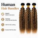 P1B27 Human Hair Highlight Kinky Curly Hair Bundles 16 18 20 inch