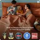 Bedsure King Size Sheets Set, Cooling Sheets for Hot Sleepers, Rayon Derived from Bamboo, PureWoven, Breathable & Soft, Deep Pocket Up to 16 Inches, Hotel Luxury Silky Bedding, Burnt Orange