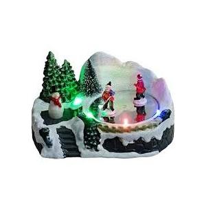 LED Ice Skating Kids Christmas Decoration Winter Scene Rotating Lighted
