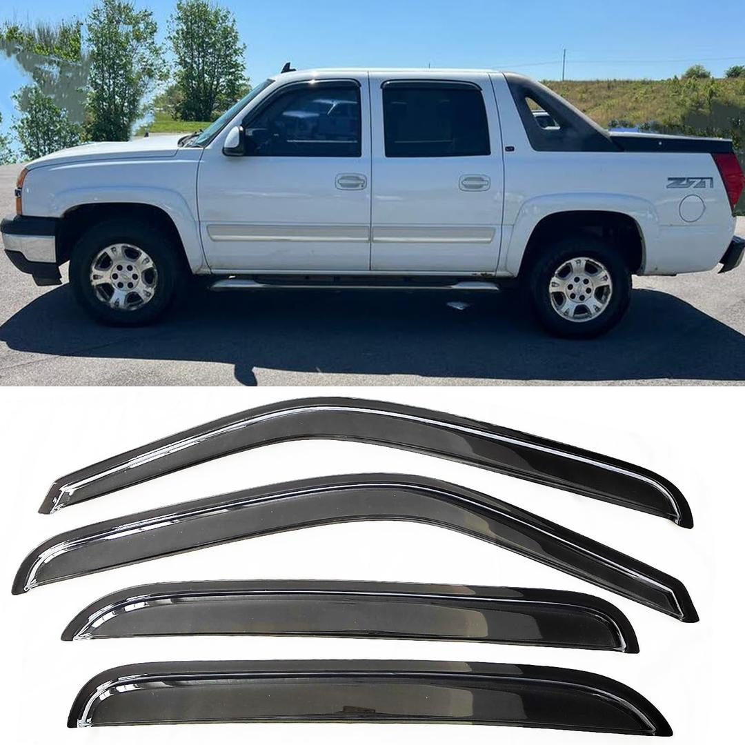 Window Visors Rain Guards Vent Deflectors for Truck 2002-2006 Avalanche/Suburban/Escalade EXT/Yukon XL, 2001-07 Chev/GMC Silv/Sierra 1500/2500/3500 Classic/Crew 94355 4-Pieces Set