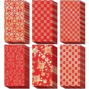 BINBE 66 Pcs Chinese New Year Red Envelopes 2026 Hong Bao Paper Gift Money Envelopes 6 Design Red Pocket Envelopes for Lunar Year Spring Festival Birthday Wedding Party