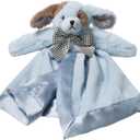 Bearington Baby Waggles Snuggler, 15 Inch Blue Puppy Dog Plush Stuffed Animal Security Blanket Lovey for Babies