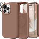 GONEZ for iPhone 15 Pro Max Case Silicone, Compatible with Magsafe, Camera Protector + Screen Protector, Soft Anti-Scratch Microfiber Lining, Liquid Silicone Shockproof Phone Cover, Brown