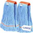 Nine Forty 2-Pack Industrial and Commercial-Grade Looped End Wet Mop Head Refill - Heavy Duty 20 Inch 4-Ply Premium Synthetic Yarn - for Optimal Absorption and Durability - Blue (2 Pack, Large)