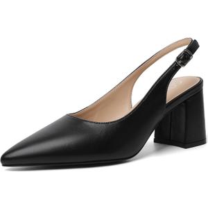 Mostrin Block Slingback Heels for Women Pointed Closed Toe Chunky Heels Office Work Shoes Women's Pumps for Business Casual (7, Black)
