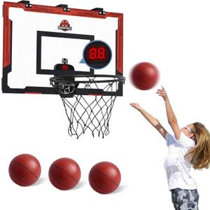 24 X 16 Inch Large Indoor Basketball Hoop for Kids Teens Adults, Over The Door Basketball Hoops with Electronic Scoreboard, Basketball Toys Birthday Gifts for Boys Girls